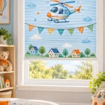 Baskılı Plise Perde (Çocuk Odası) – Helikopter uygulama görseli